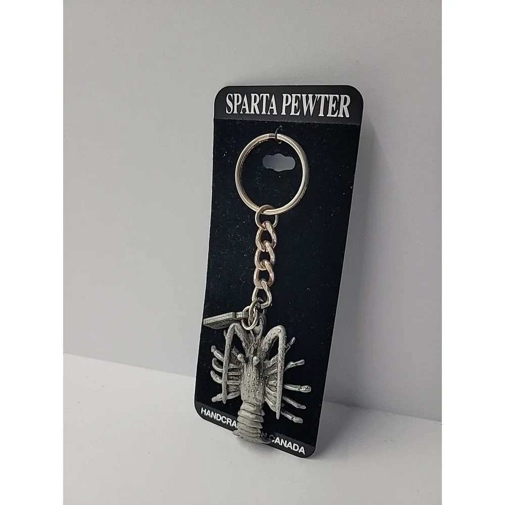 New Sparta Pewter Lobster Keychain‎ Handcrafted Nautical Souvenir